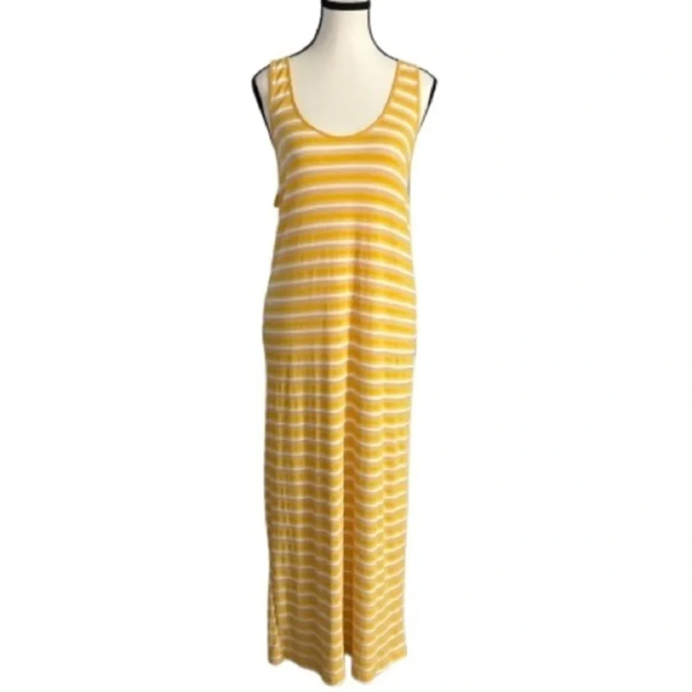 ZARA Yellow Striped Racerback Maxi Dress Women’s Medium Beach Vacation Resort